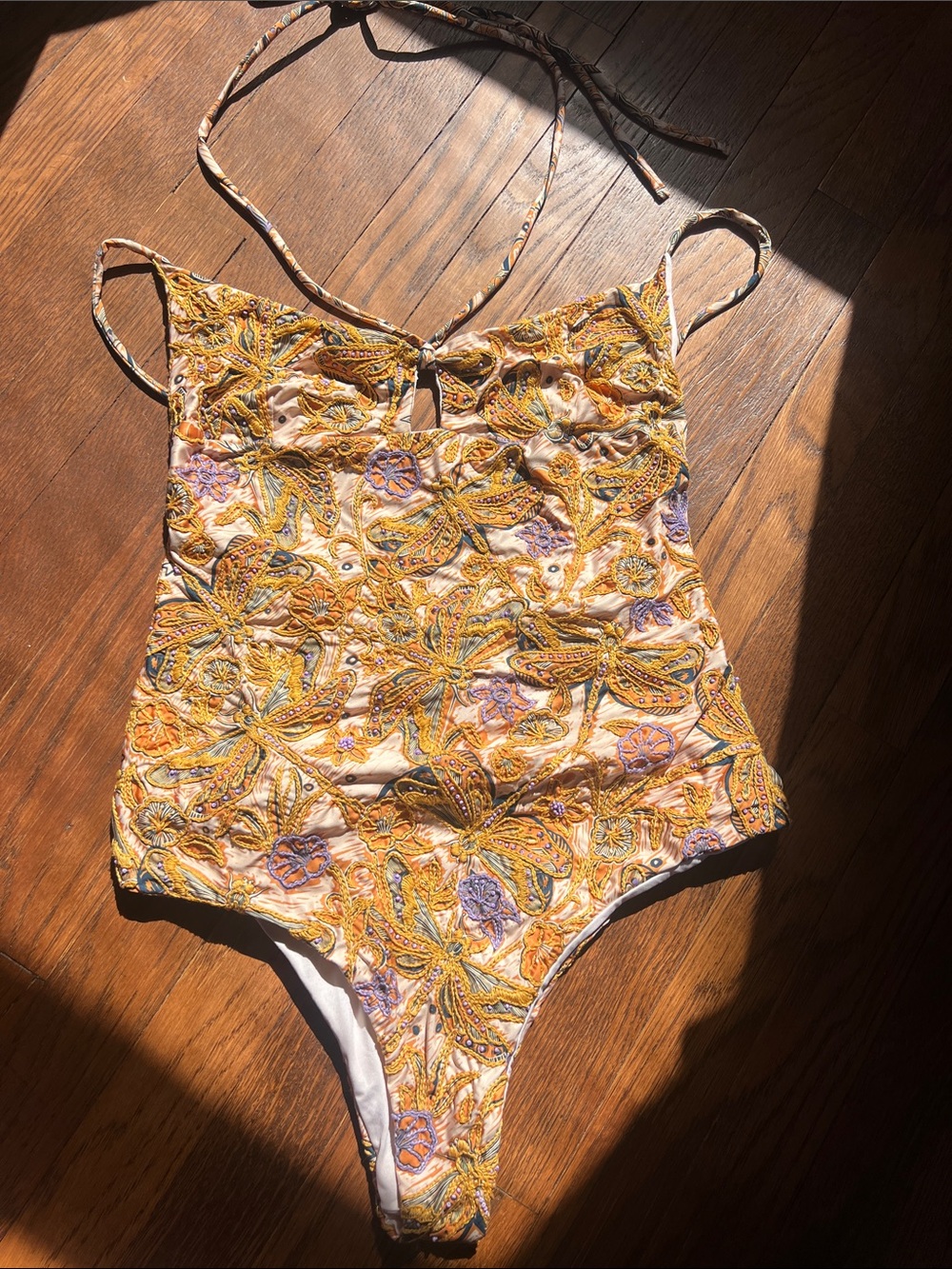 Embroidered Floral One-Piece Swimsuit